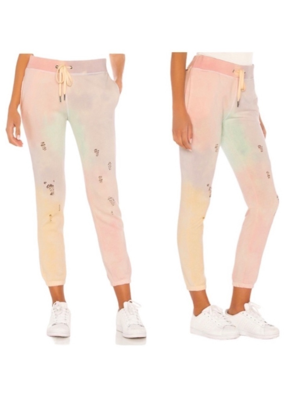 N: Philanthropy Derby Tie-Dye Distressed Joggers in Rainbow Sherbet